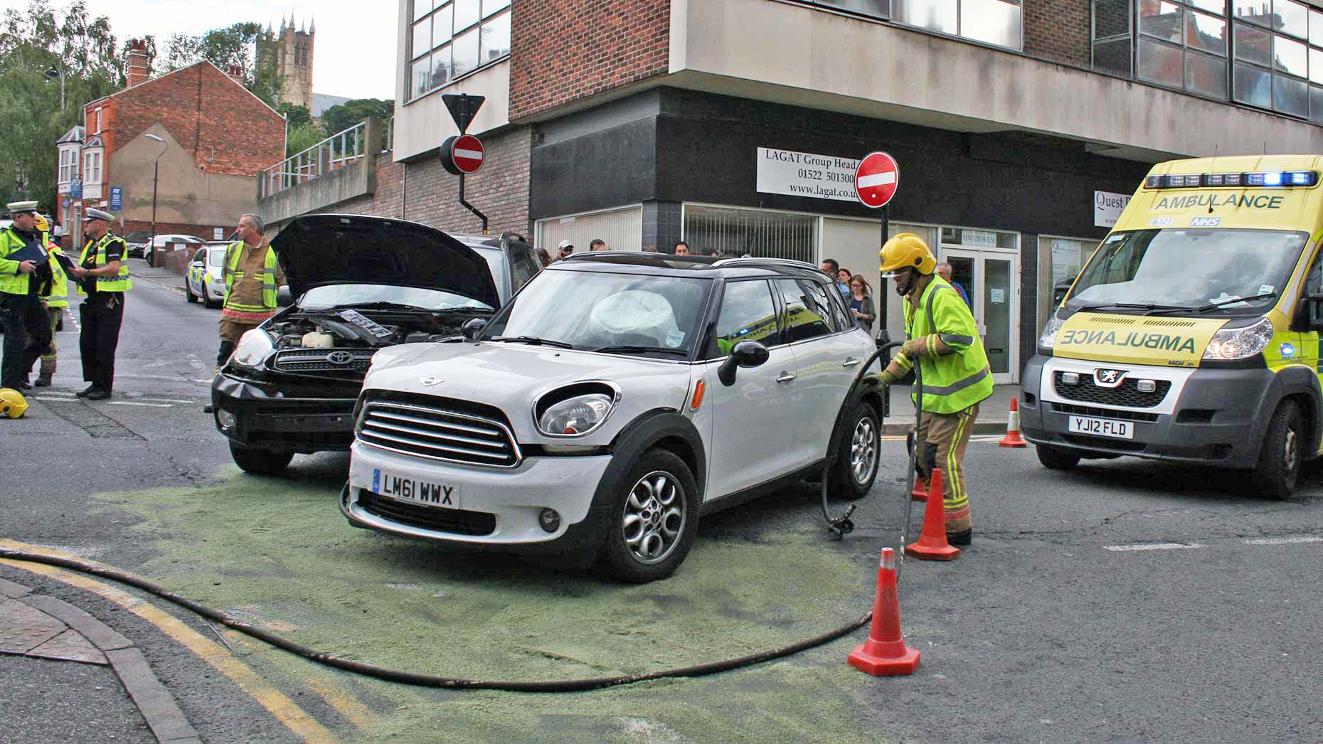 The two vehicles involved in the collision at the Hungate and Casketgate junction.