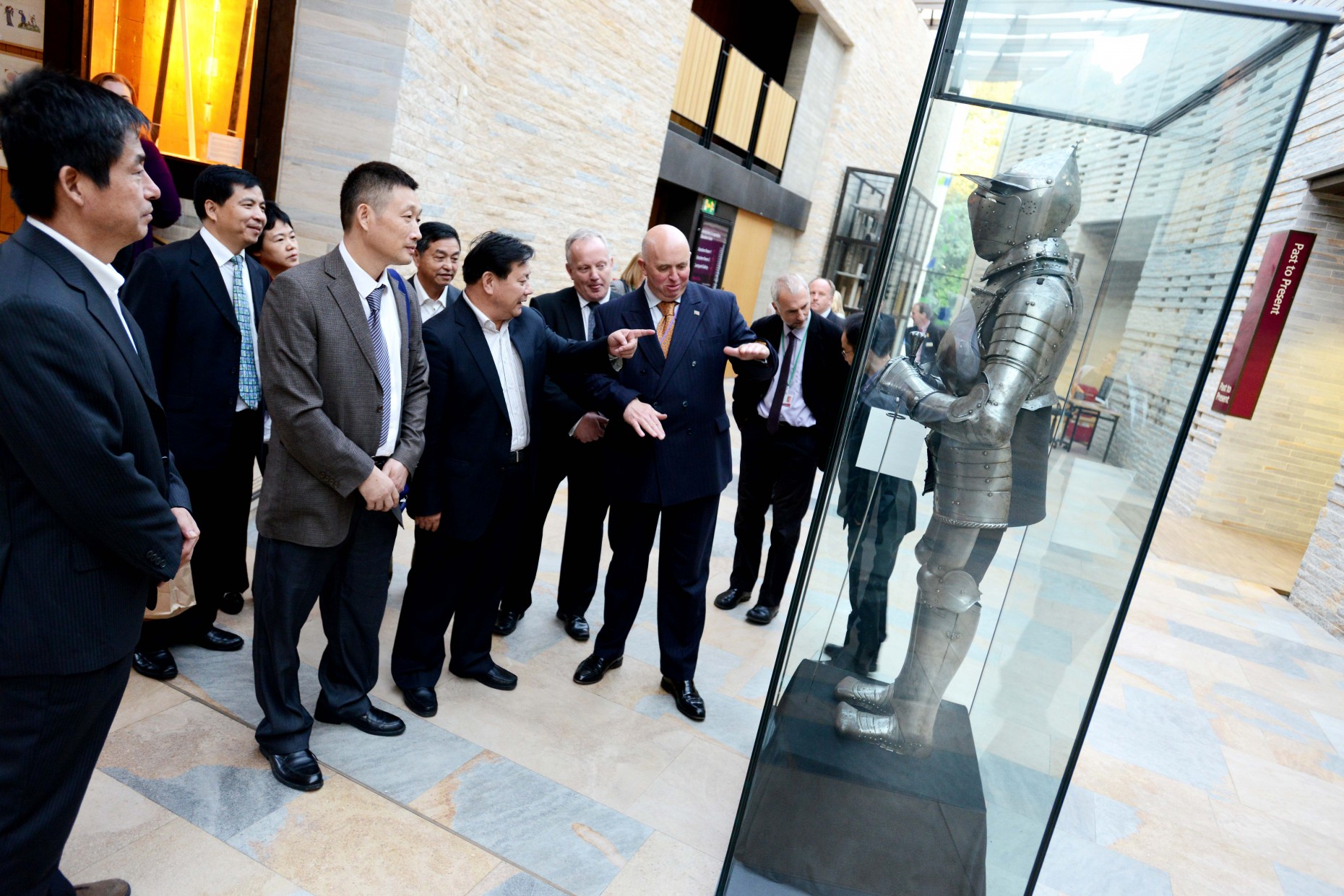 Councillor Colin Davie shows the visitors from Hanan province the historic sights of Lincoln