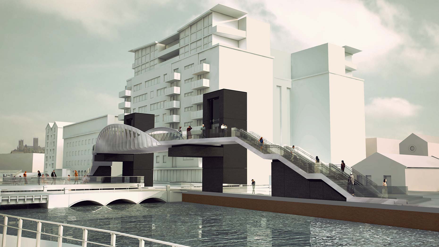 The new Brayford level crossing bridge designs from Network Rail, by Stem Architects