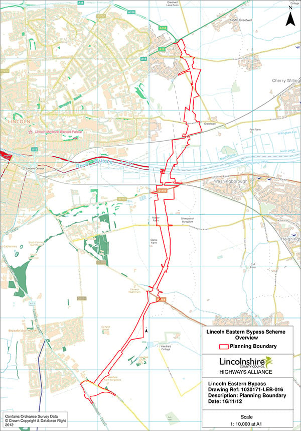 The planning boundaries for the entire bypass stretch. 