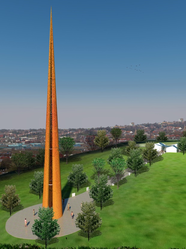 The Spire of Names memorial chosen for the site on Canwick Hill in Lincoln.