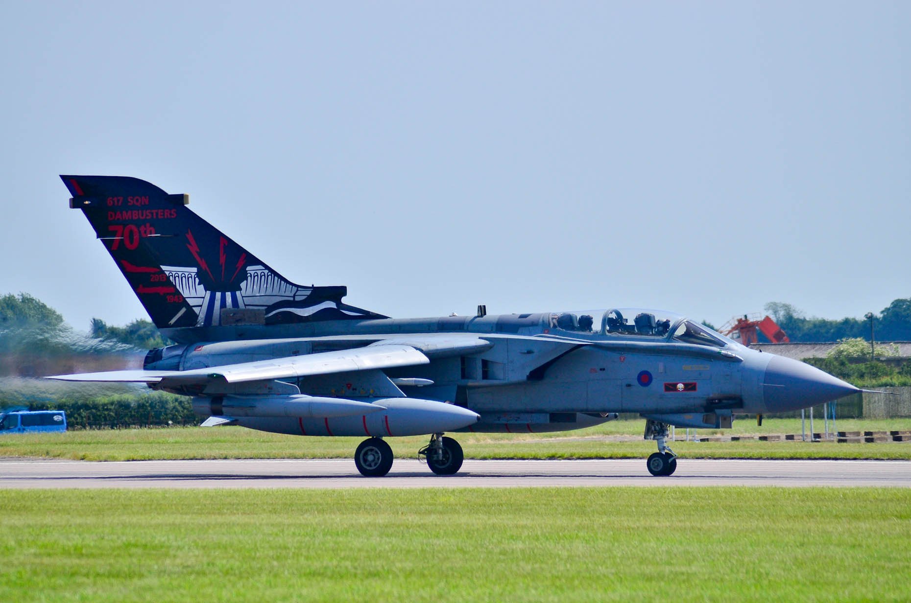 The Tornado GR-4 from 617 Squadron takes off to commemorate the 70th anniversary of the Dambusters raid in the Battle of Britain Memorial Flight. Photo: Steve Smailes for The Lincolnite