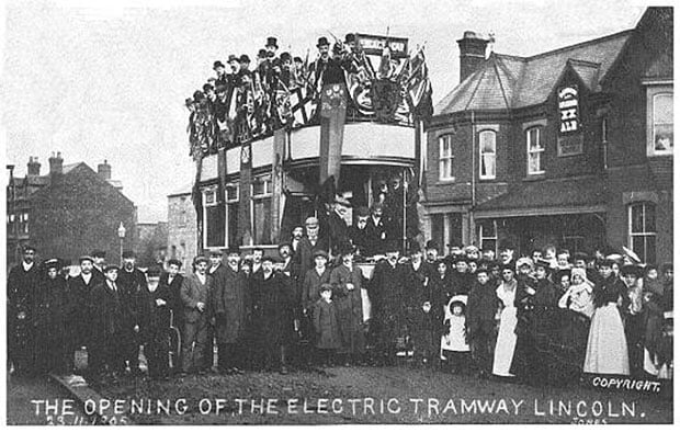The opening of the electric tram line in Lincoln in 1905 was a big event for the city. Photo: John R. Prentice collection