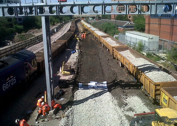 Network Rail removed entire lines to work on the re-signalling project at Nottingham Station. photo: Network Rail