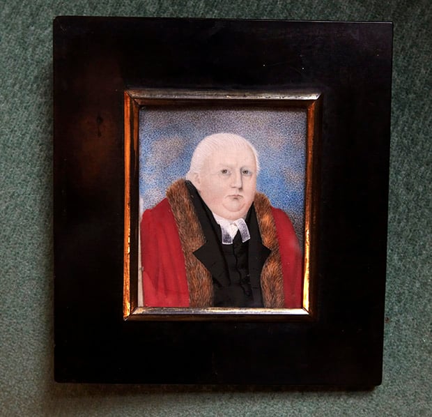 The miniature water colour painting is thought to be the first of its kind among the collection of Mayors' portraits in Lincoln Guildhall.