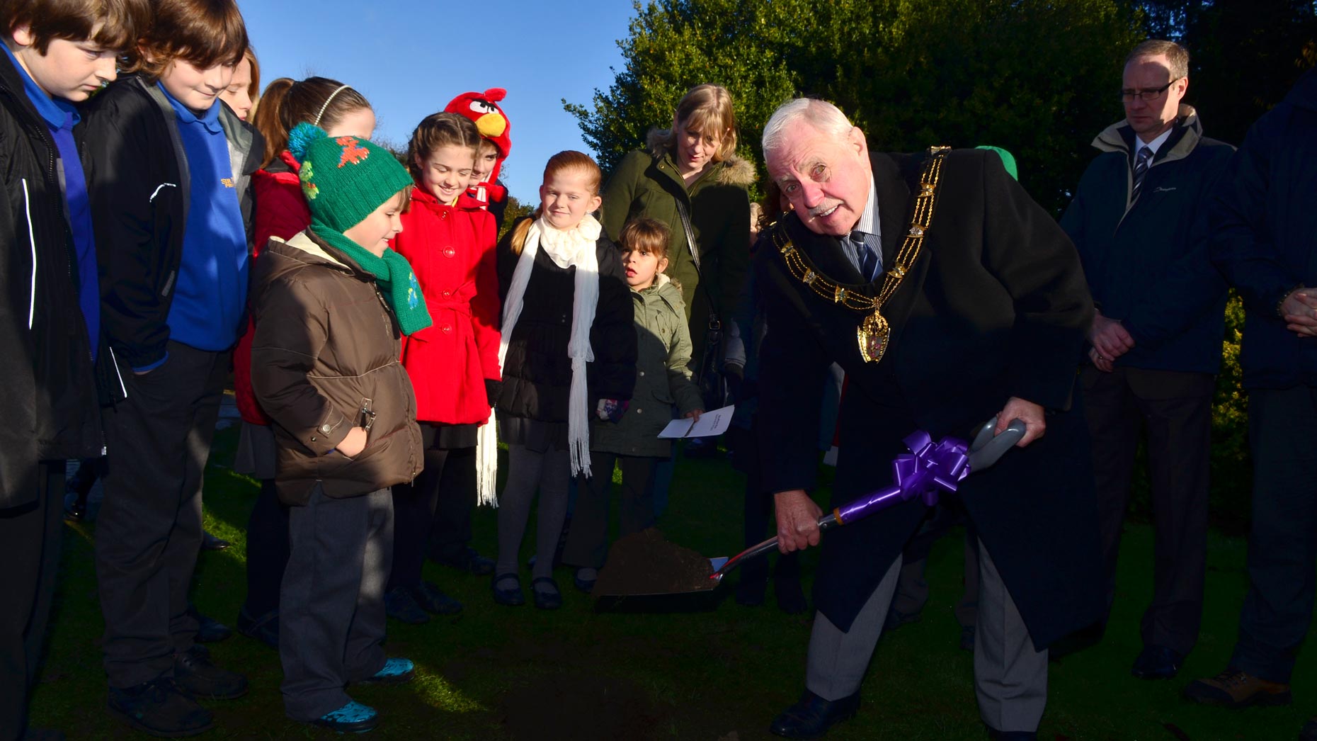 Mayor of Lincoln Patrick Vaughan helped bury the time capsule in Boultham Park to mark the start of the project in November 2013. Photo: Steve Smailes for The Lincolnite
