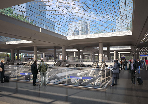 The revamped Euston Station in London, the destination of the trains from Birmingham. Photo: HS2