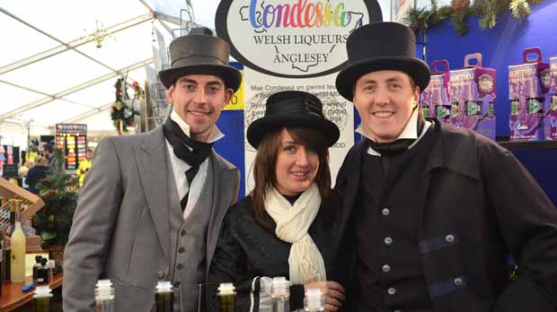 The Condessa Welsh Liqueurs team are easy to spot and dressed to impress at this year's Christmas Market. Photo: Emily Norton