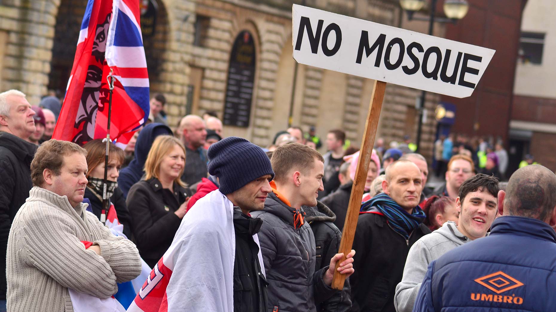 Supporters at the anti-mosque protest. Photo: Steve Smailes for The Lincolnite