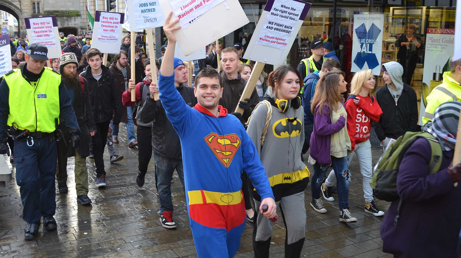 Supporters at the anti-racism demo in Lincoln. Photo: Emily Norton