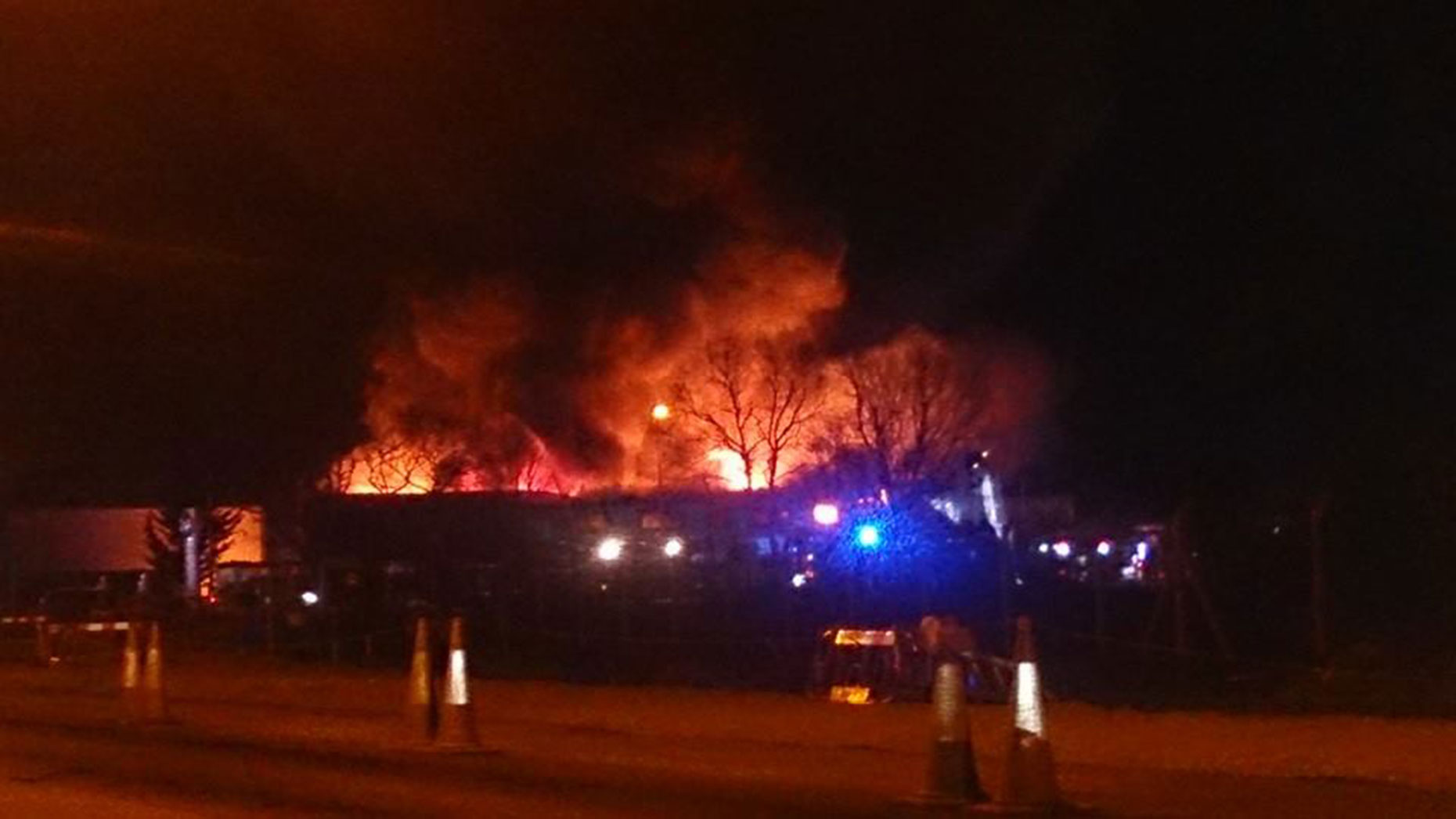 The fire at the commercial garage. Photo: Aaron Murphy