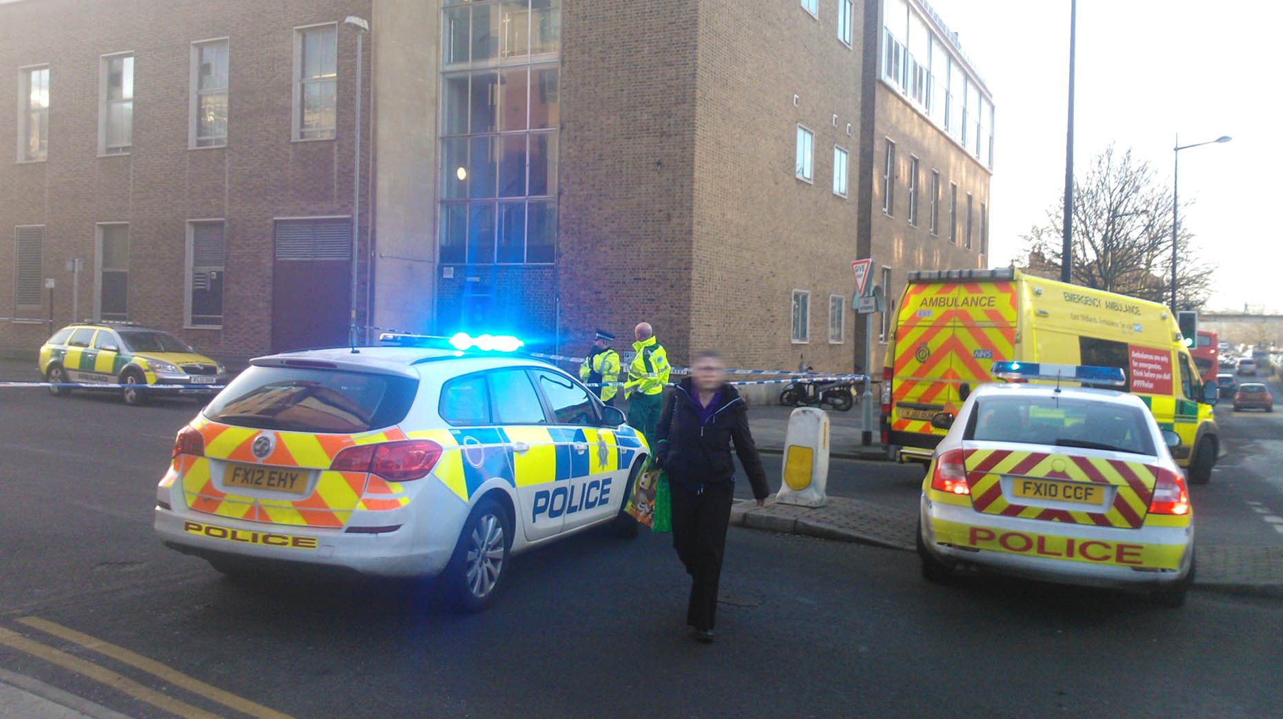 Police at the scene of the incident at Broadgate car park.