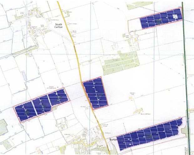 The plots of land near Lincoln to be used for the solar farm.