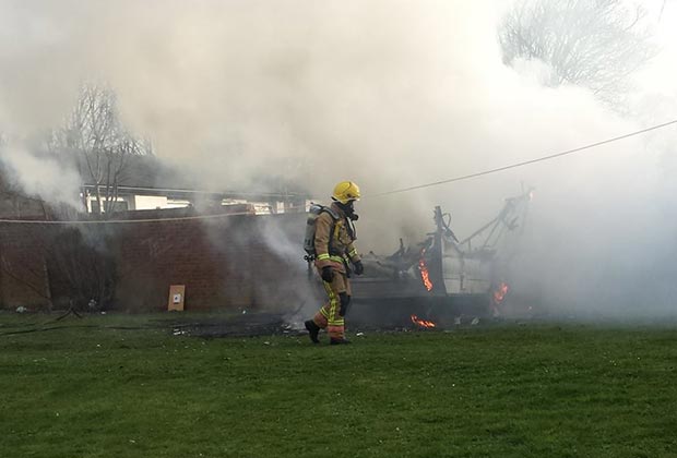 The caravan was completely destroyed in the fire. Photo: Nigel Mulhall