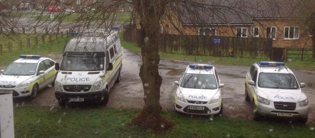Police OSU van, Galileo 4x4 and other officers in Horncastle before they headed out to Revesby for the search. Photo: Nerys McGarry / Lincolnshire Police