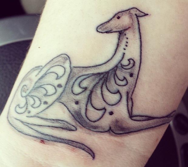 Laura's tattoo, as chosen by the Lincolnshire Greyhound Trust
