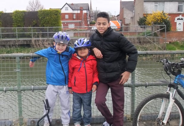 (L-R) Ethan Waby, Theo Hayes and Ollie Walling took part in the sponsored bike ride for Lincoln food banks. Photo: Tami Hayes