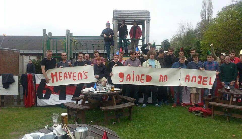 Lincoln fans away at Wrexham in remembrance of Matty Ellis. Photo: Danny  Cutten