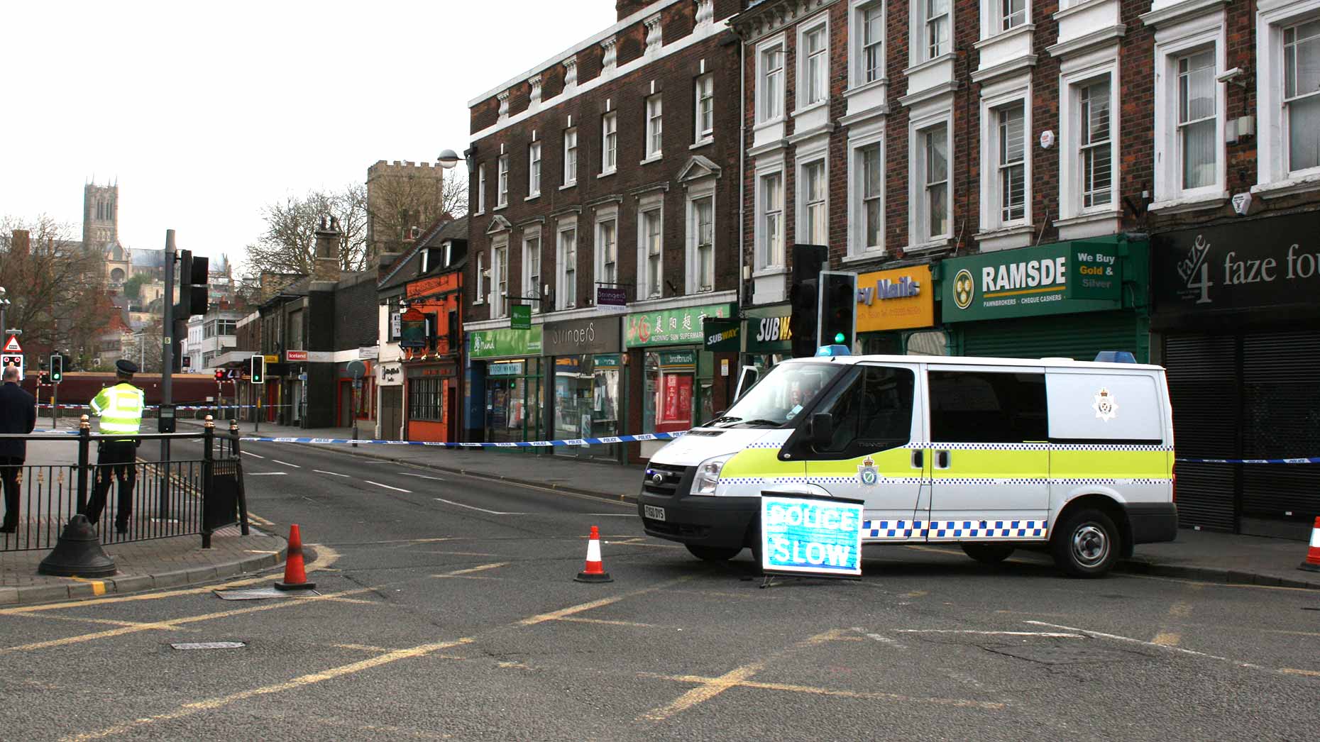 Lincoln High Street closed for police investigations on April 9, 2014.