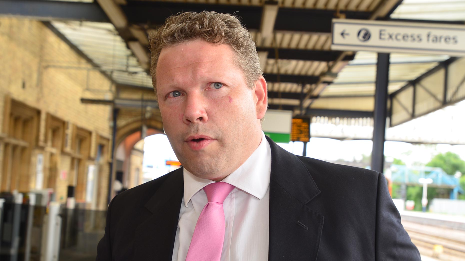 Lincoln MP Karl McCartney at Lincoln Central station after the Transport Secretary visit on june 26, 2014. Photo: Steve Smailes/The Lincolnite