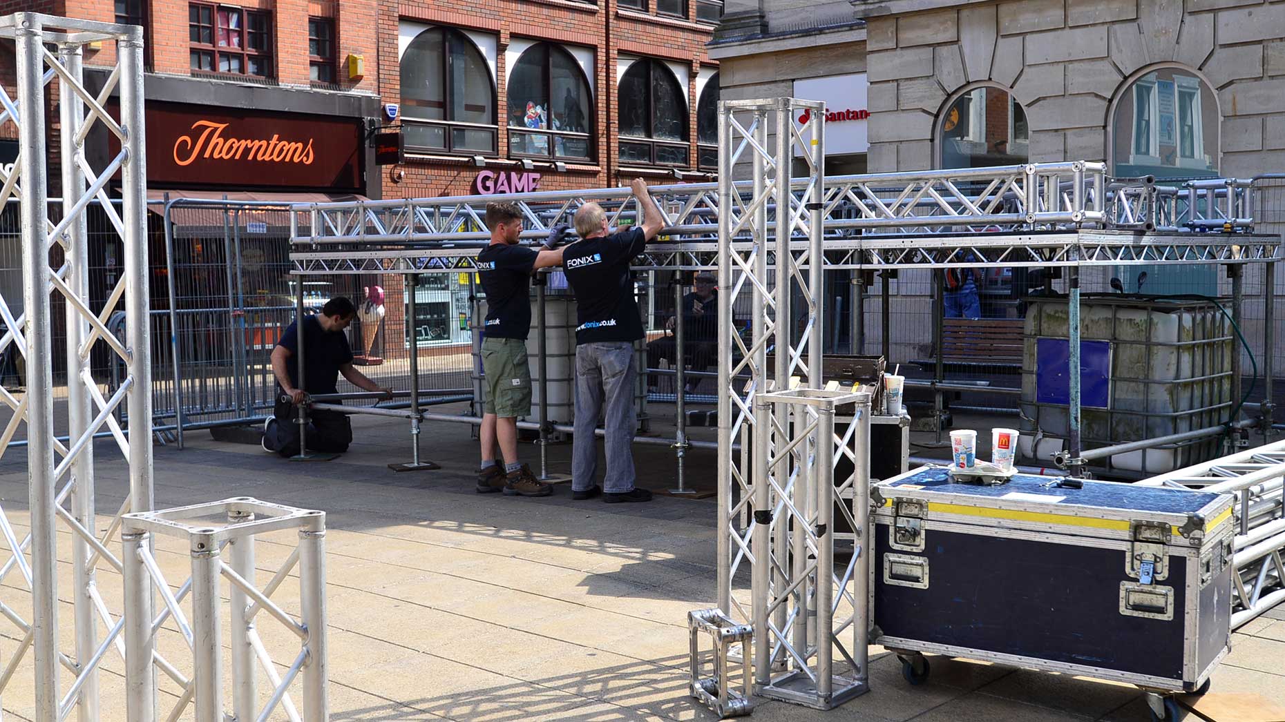 The Commonwealth Games  big screen is taking form on Cornhill. Photo: Steve Smailes for The Lincolnite