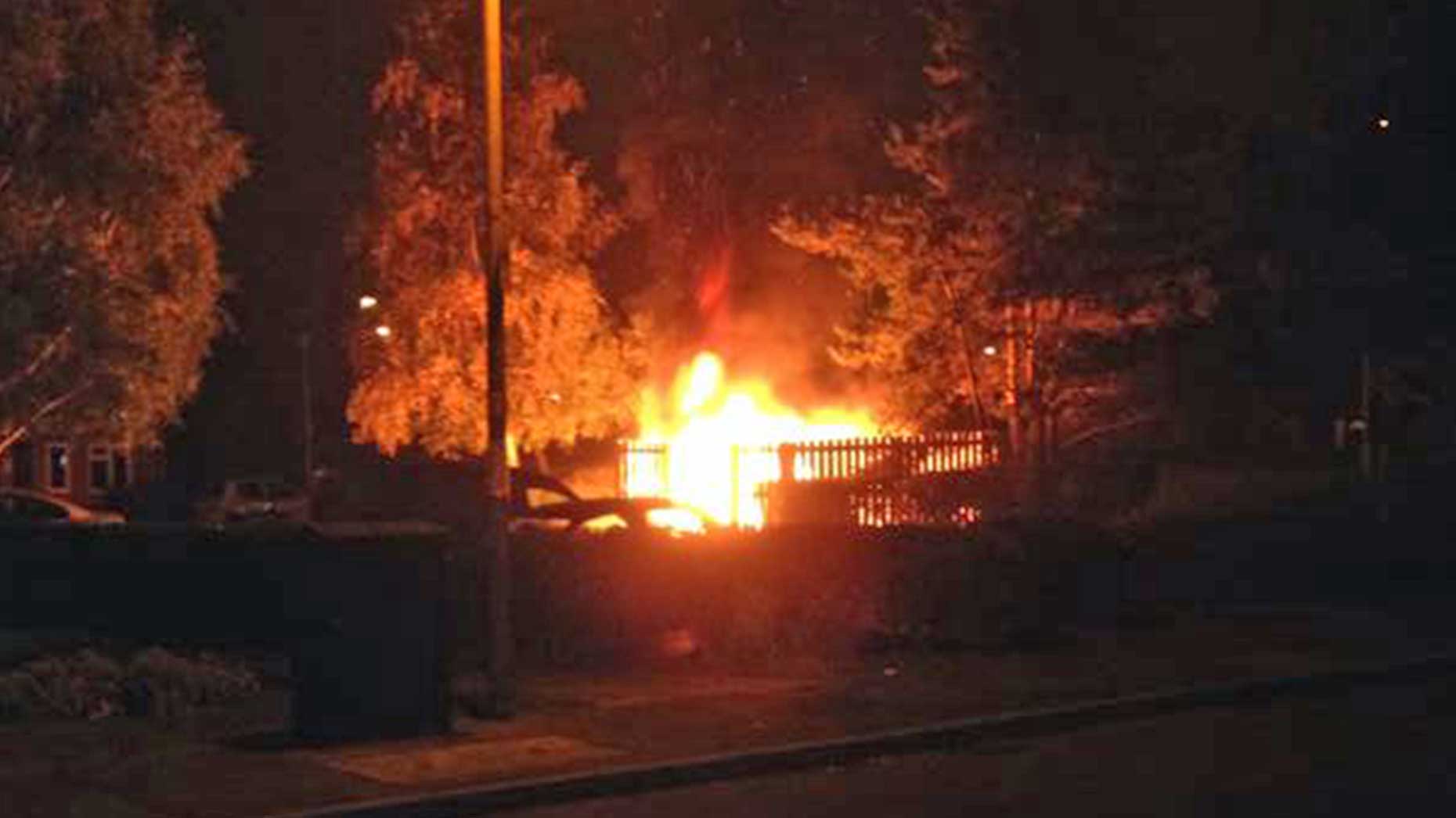 Wheelie bins on fire on Epsom Close in Lincoln on September 19. Photo: Nigel Smith