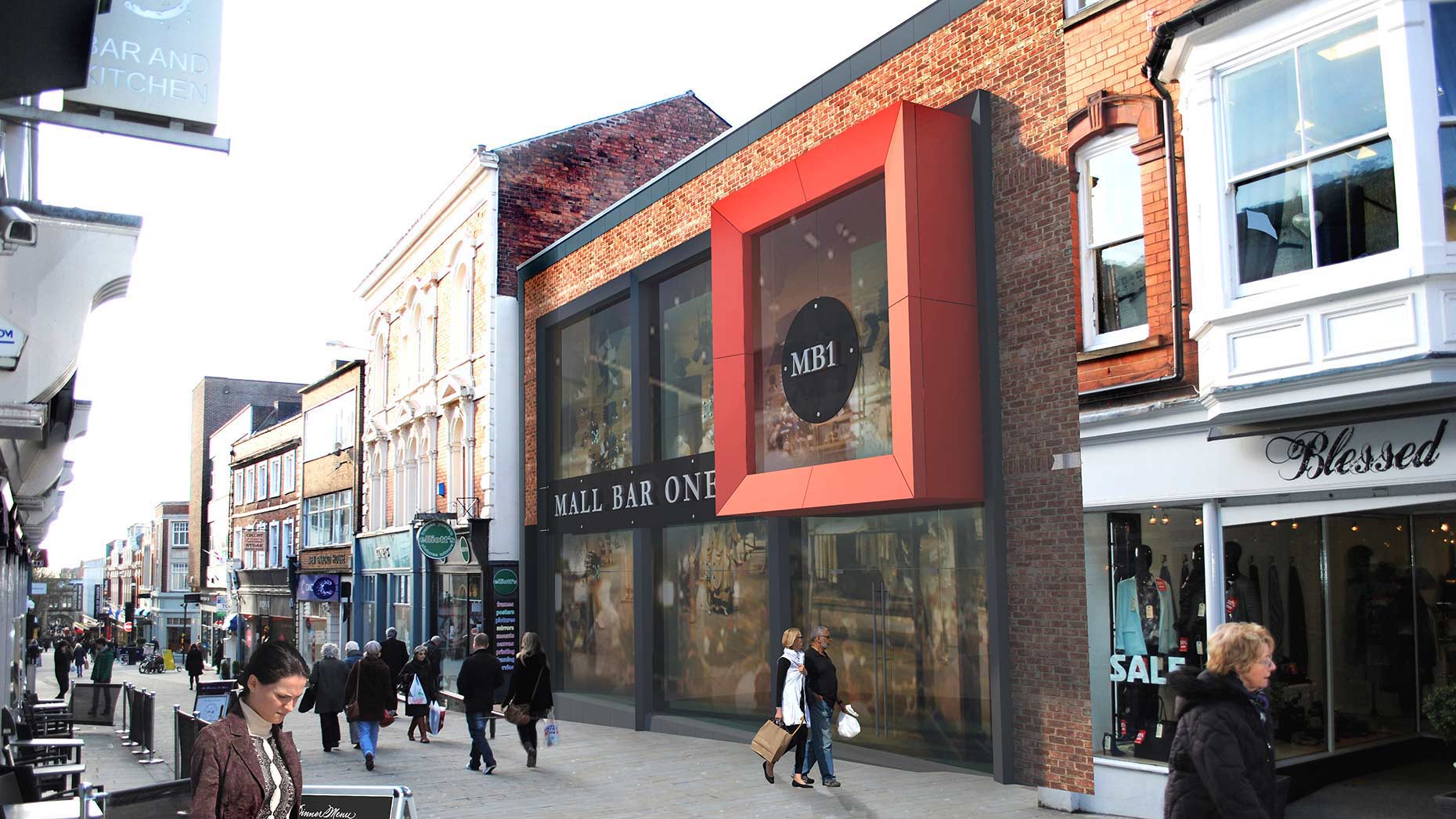 An artists’ impression of what the frontage of The Mall – in Lincoln’s Upper High Street – might look like