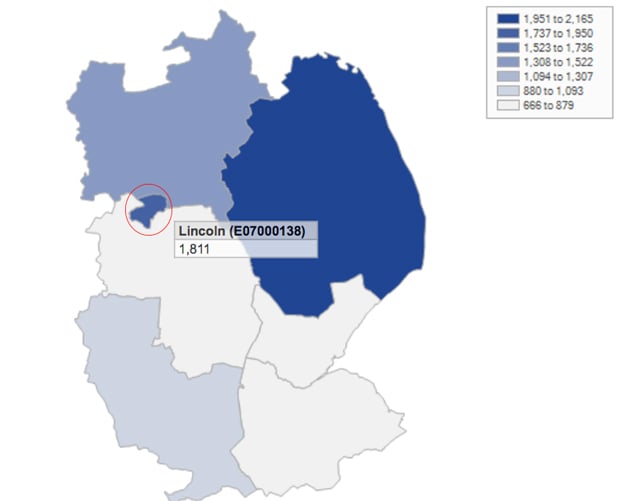 The number of jobseekers in Lincoln in December 2014. DataL ONS