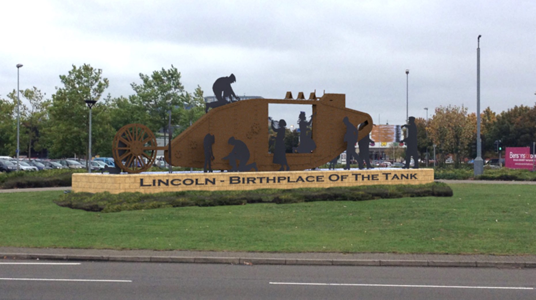 The latest designs for the Lincoln Tank Memorial, which will be unveiled on May 10.