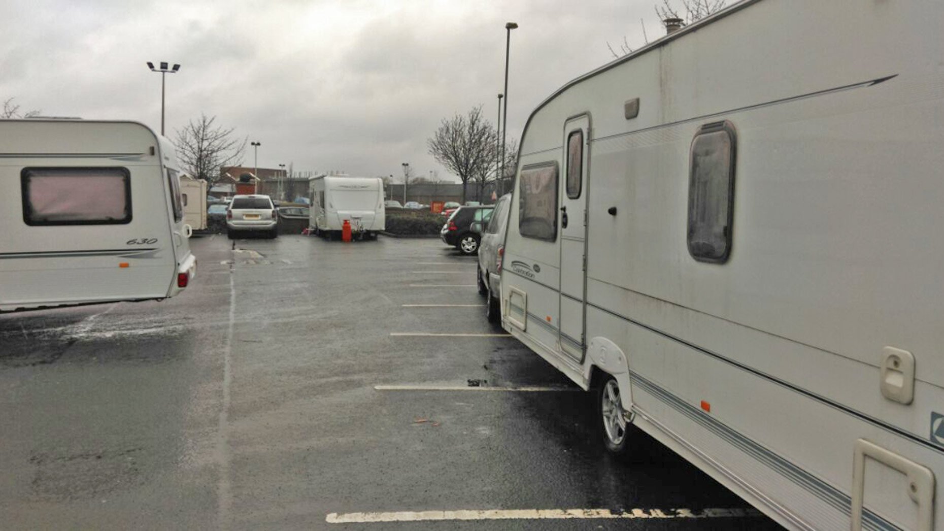 A number of caravans stayed overnight at Lincoln Morrisons