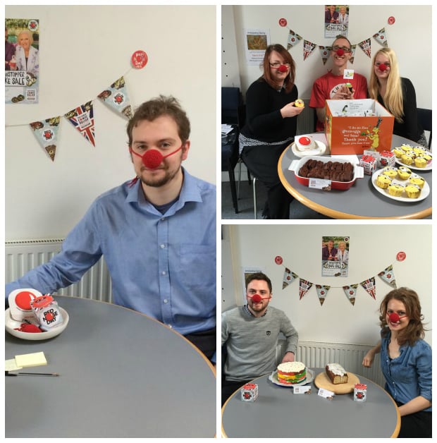 Staff at Globe Consultants, Place Architecture and Distraction who have been taking part in a week-long Red Nose Day Bake Off