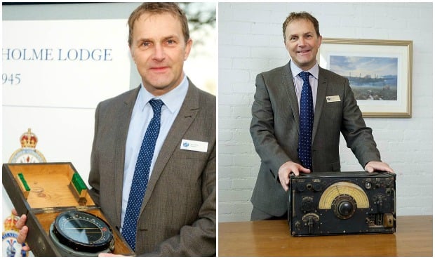 William Farr head teacher Andy Stones with the compass and radio receiver.