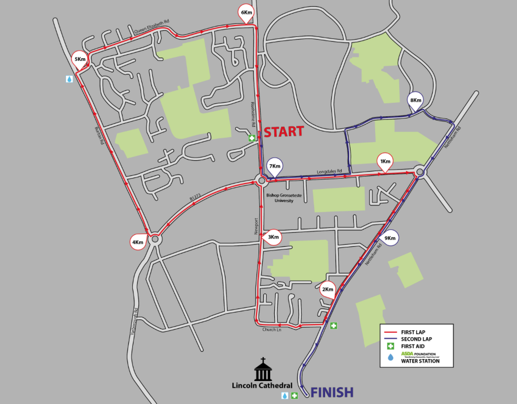 The 2015 Lincoln 10k route map.