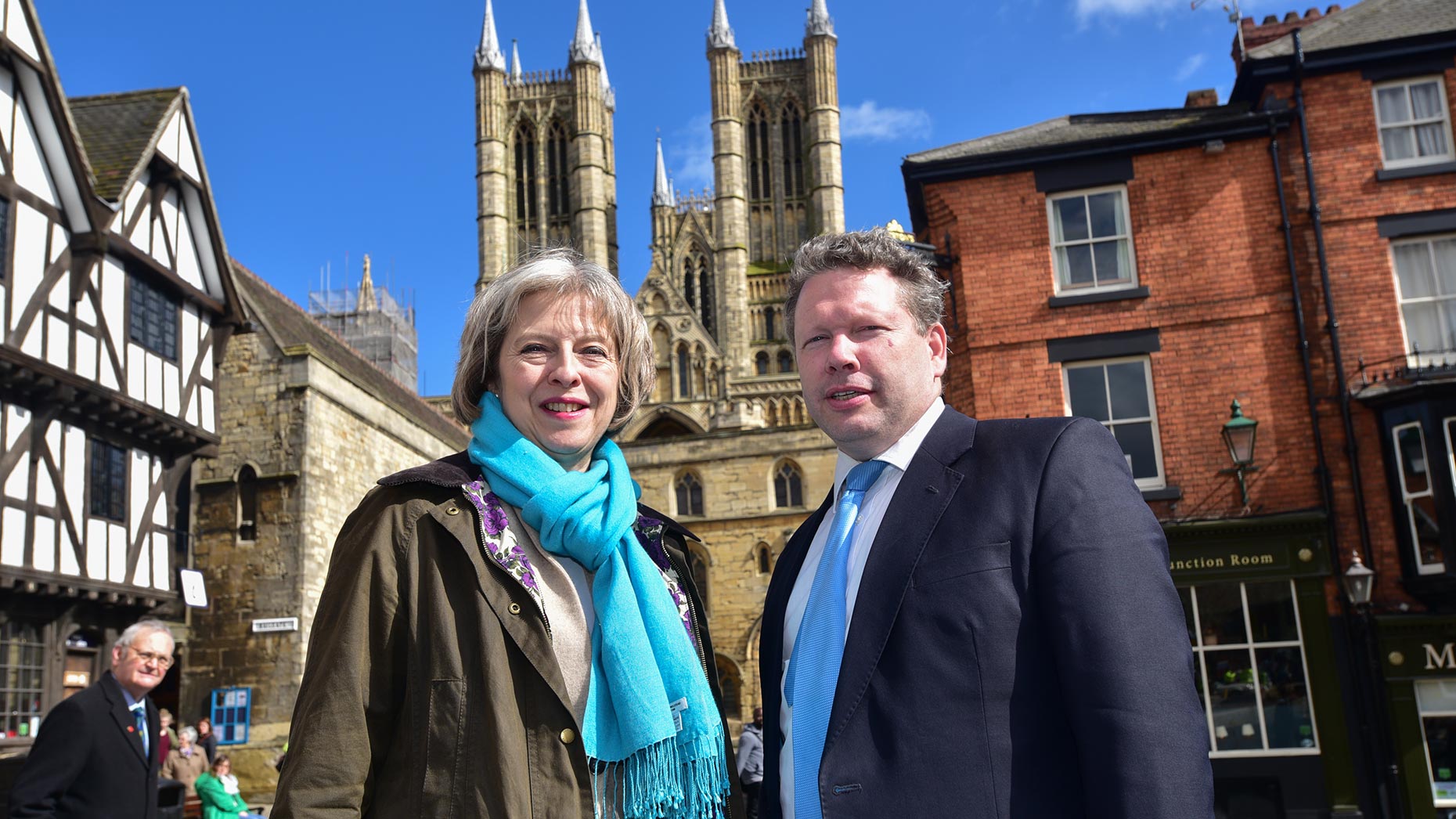 Home Secretary Theresa May with Lincoln MP Karl McCartney in 2015. Photo: Steve Smailes for The Lincolnite