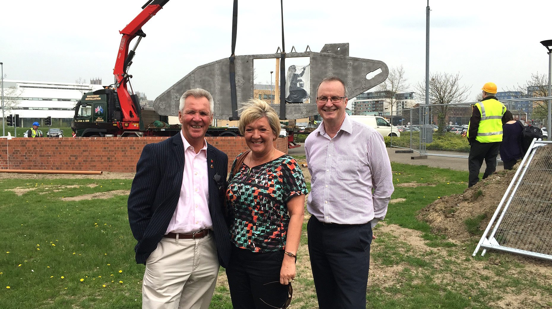 (L-R) Joe and Julie Cooke of the Lincoln Tank Memorial Group, and Allen Wilds, Managing Director of Rilmac.