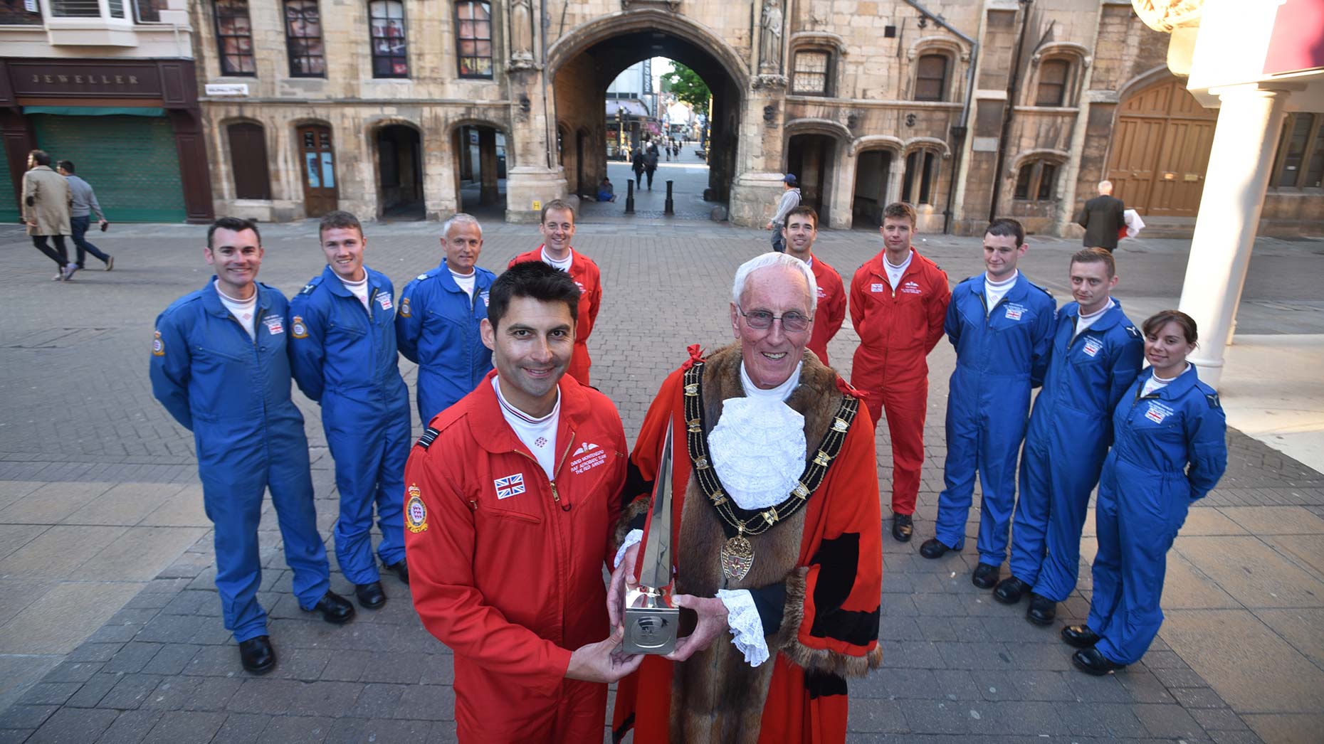 The Red Arrows with Mayor of Lincoln Councillor Brent Charlesworth. Photo: Steve Smailes for The Lincolnite