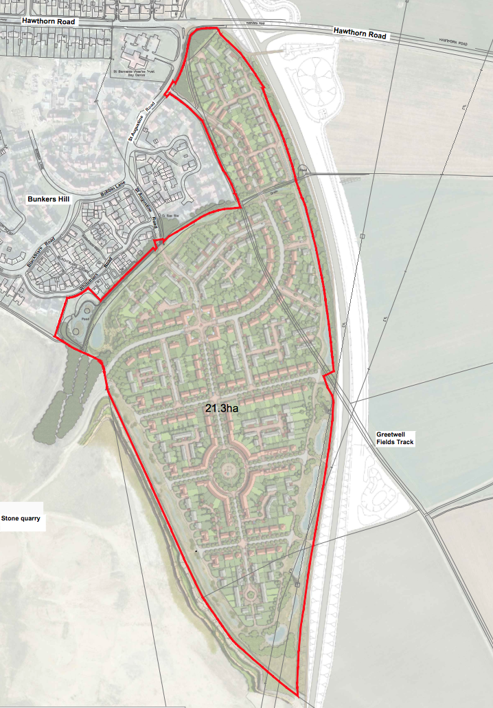 The initial outline plan for the 500 homes.