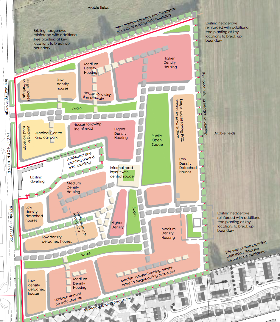 The developments would contain a mixture of housing types and a medical centre. 