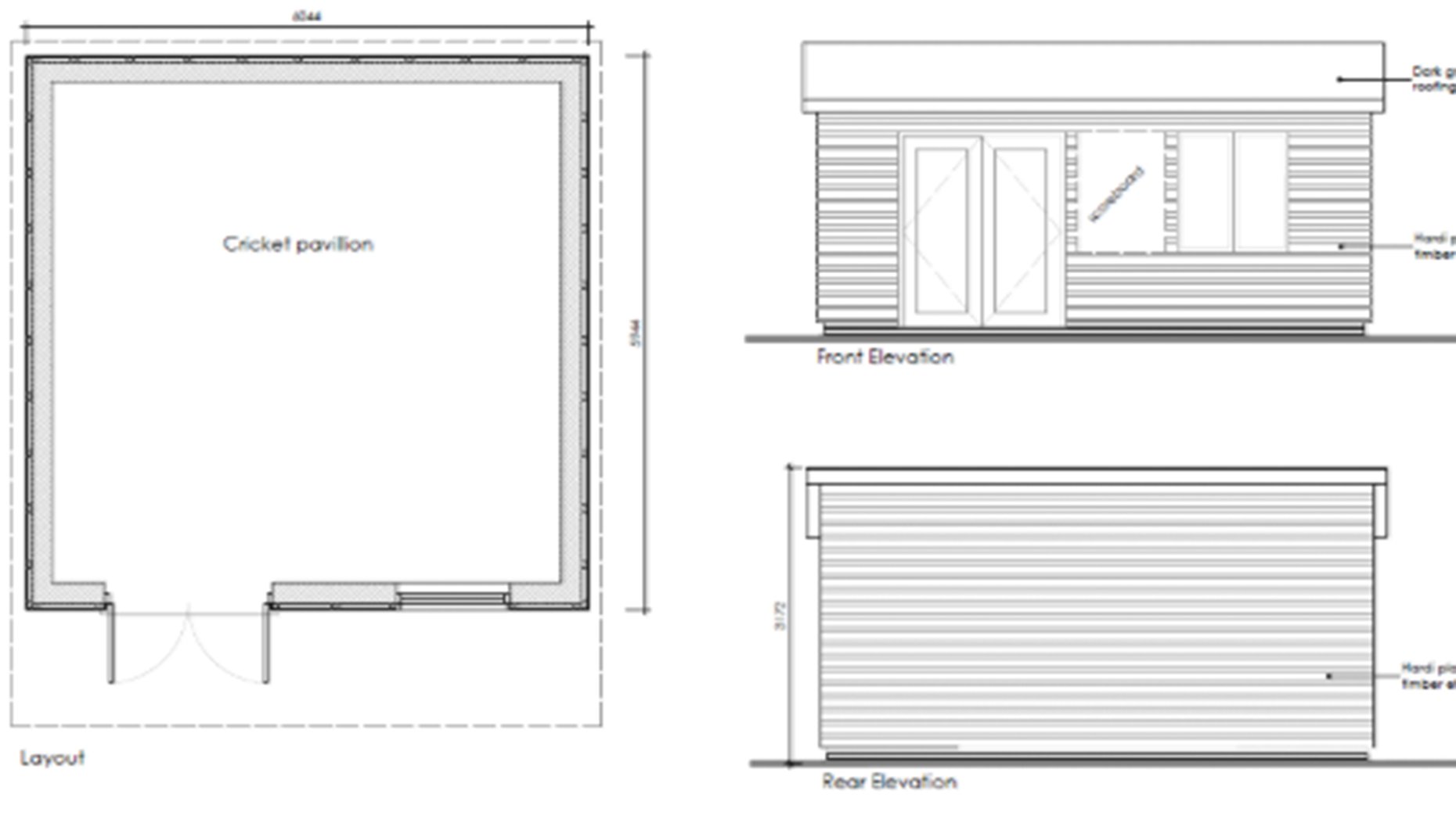 Initial designs for the proposed West Common cricket pavilion.