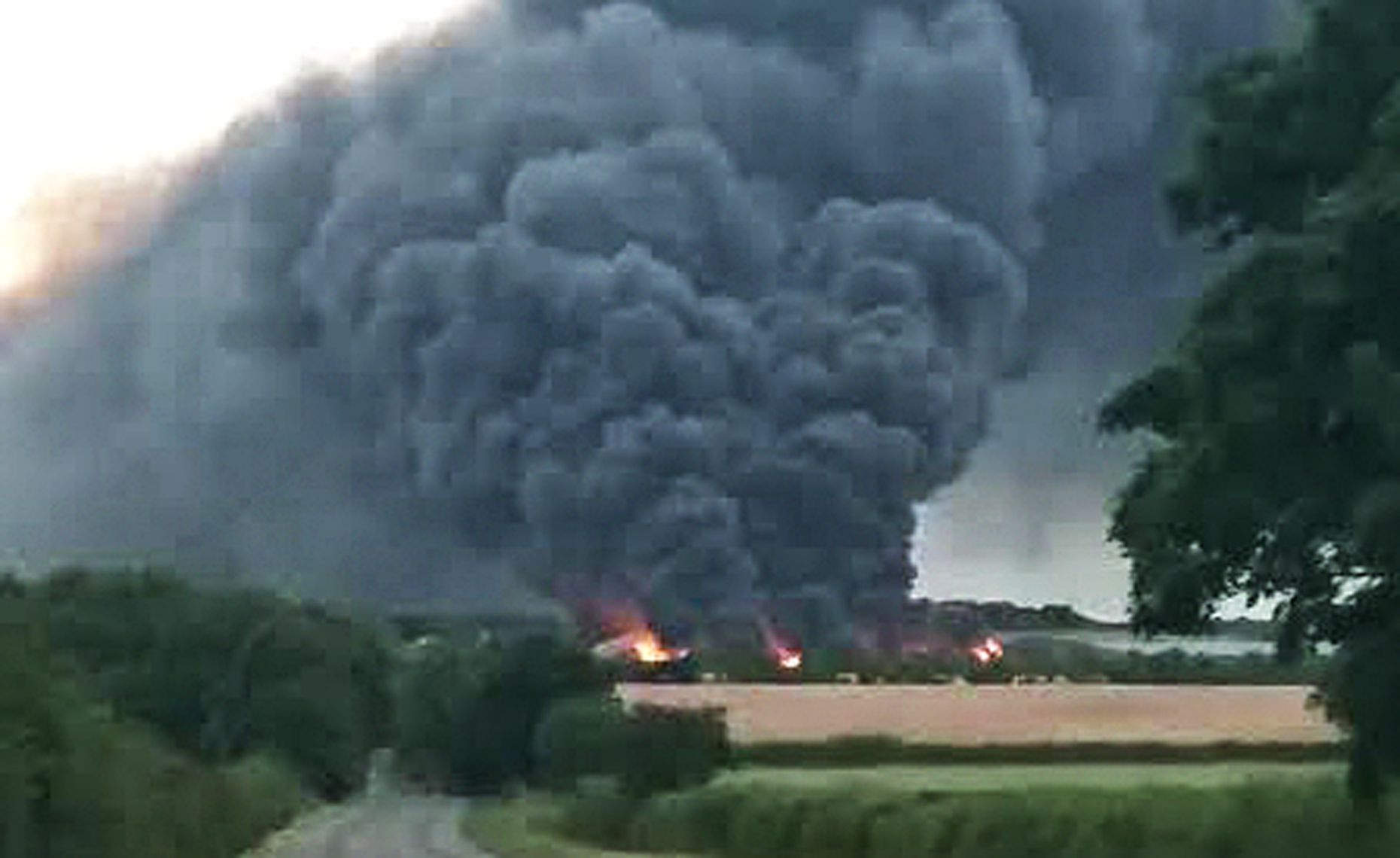 The fire has engulfed around 4,000 bales of waste. Photo: Simon Meadows