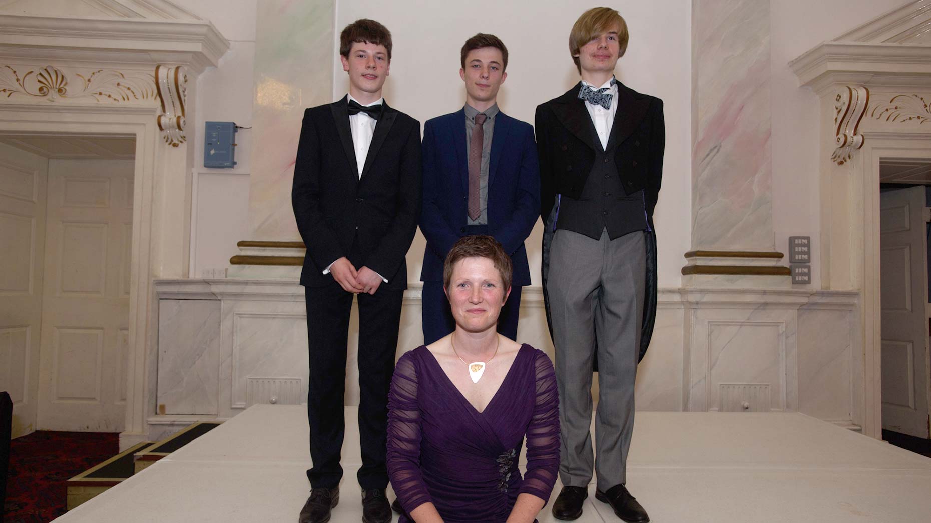 Students Ralph Oscar Reader-Sullivan, Henry Barker and Theo Drabble with UTC Principal Rona Mackenzie. Photo: Steve Smailes for The Lincolnite