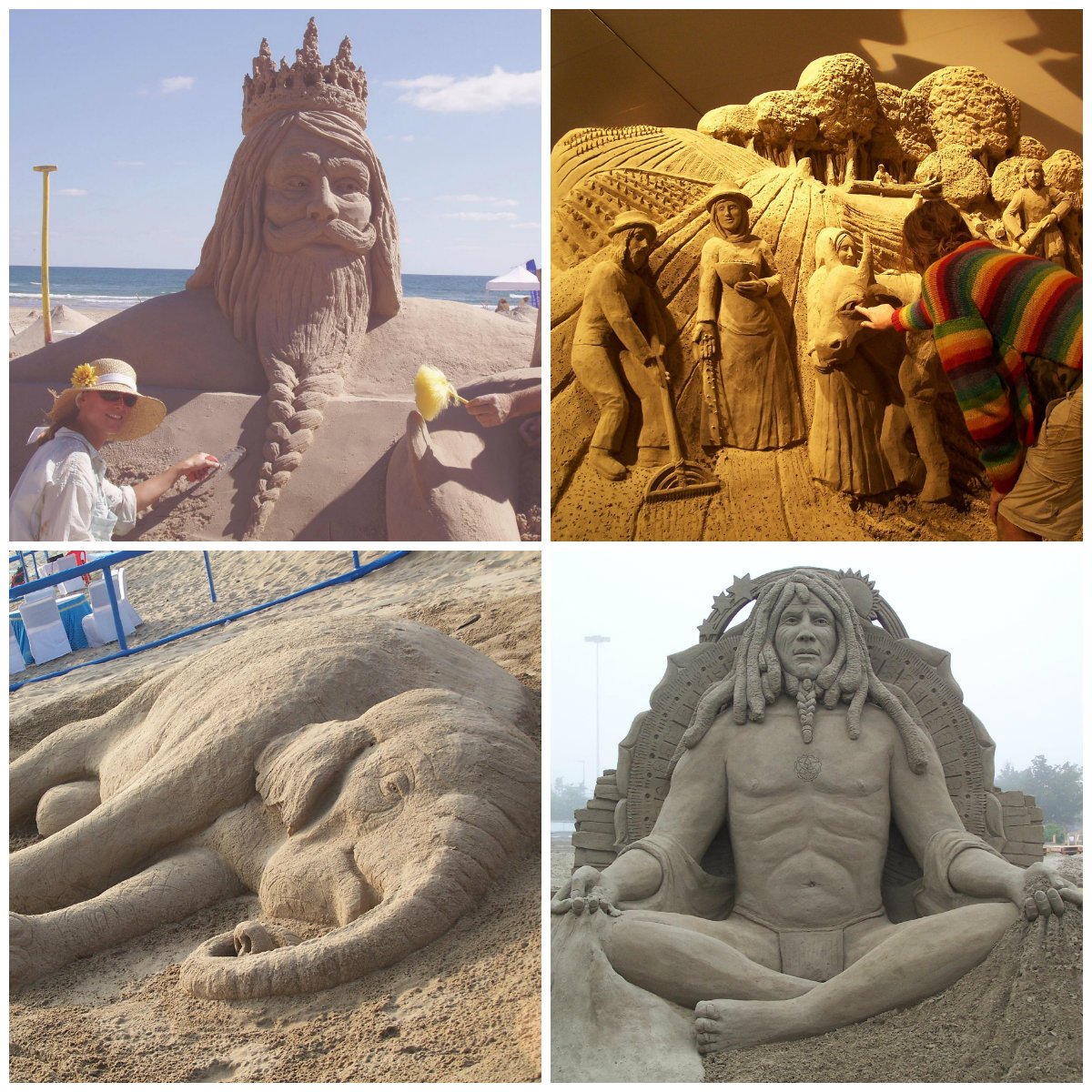 Examples of work by the artistic duo, who go by Sand Artist.