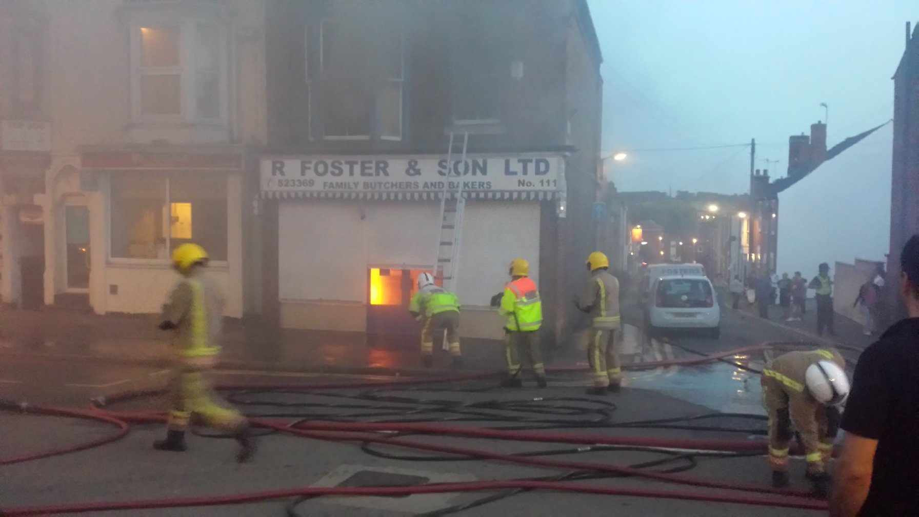 Lincolnshire Fire and Rescue tackle the blaze at Foster & Sons on Monks Road, Lincoln