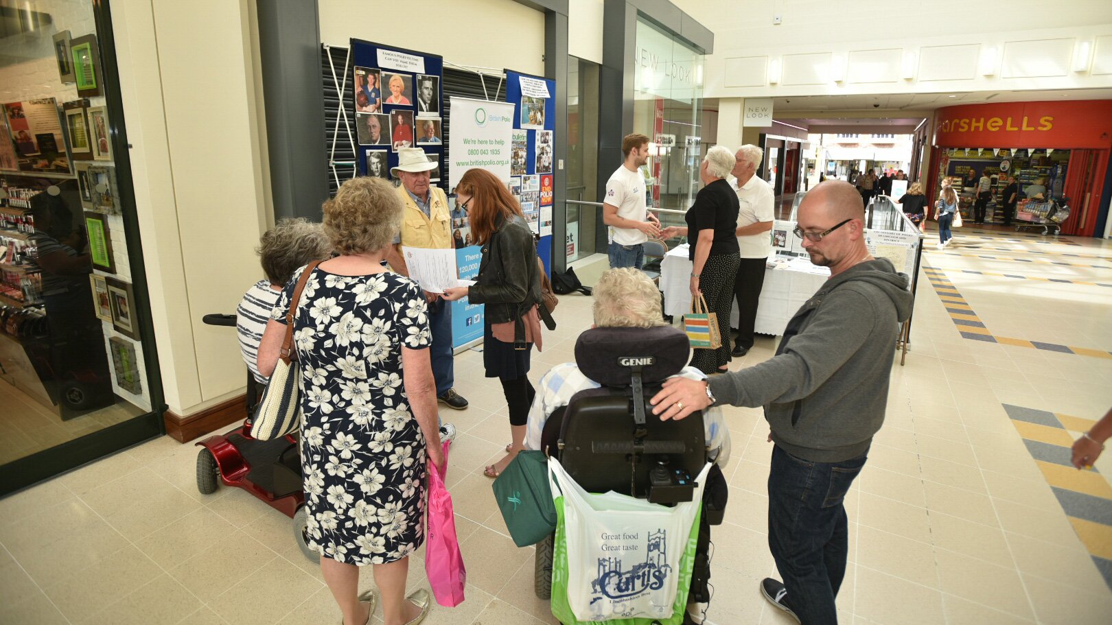 James met people at Waterside Shopping centre to talk about his career and life with Polio. 