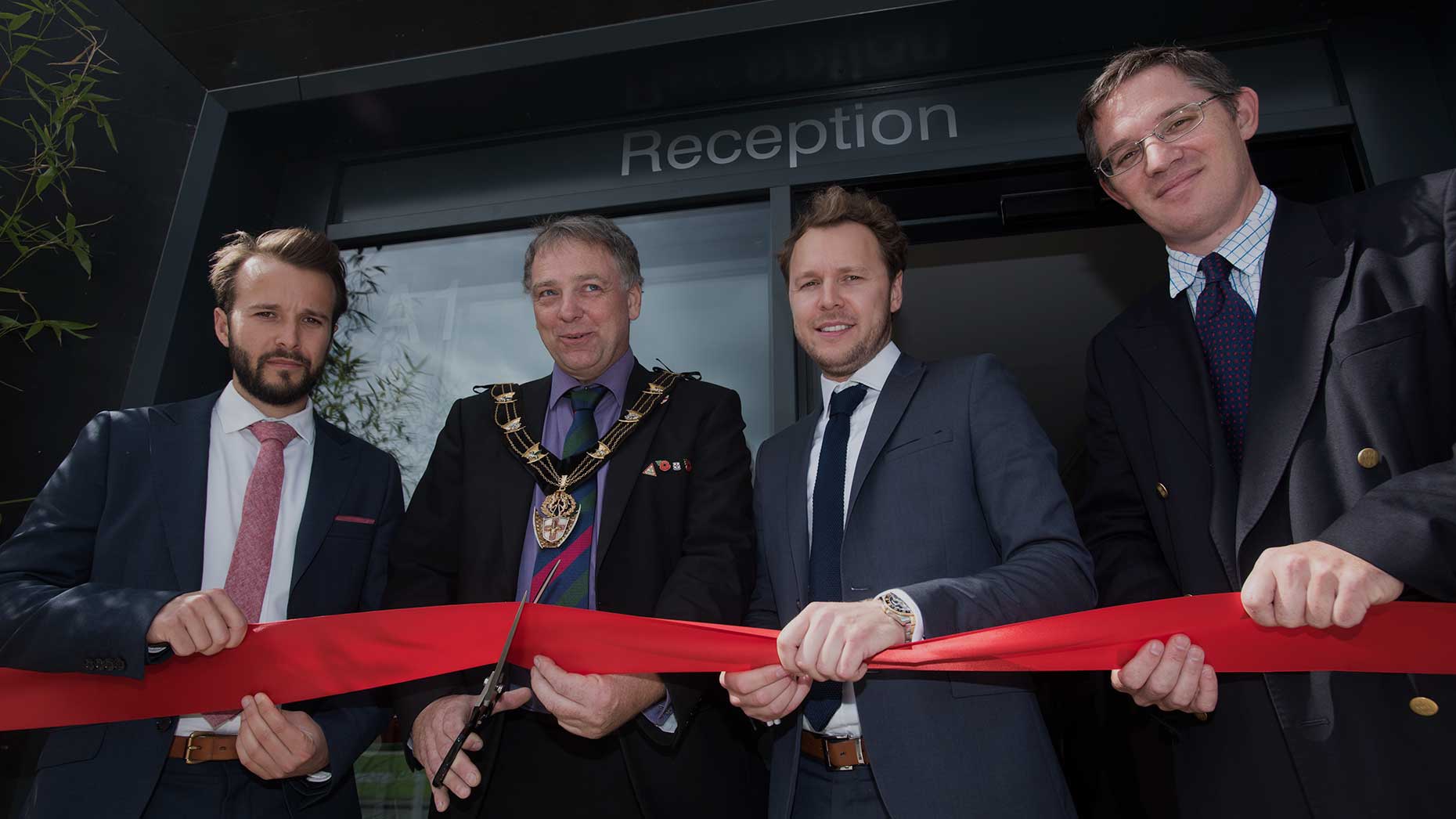 (L-R) Cameron Jackson, Mayor of Lincoln Councillor Andrew Kerry, Dominik Jackson and Martyn Richardson of Richardsons Capital LLP (project partners)