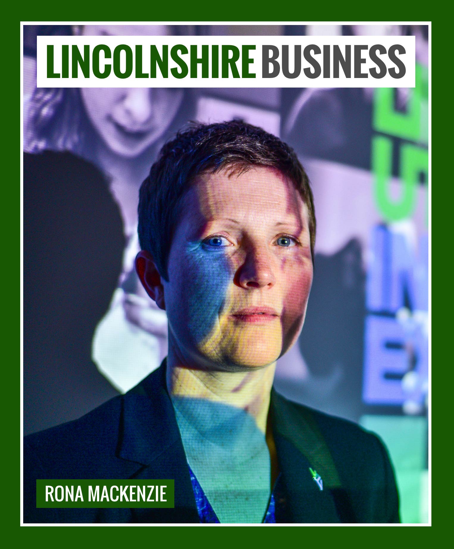 Rona Mackenzie on the cover of Lincolnshire Business magazine