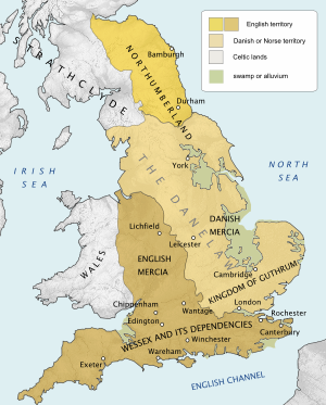 A map of the Danelaw.