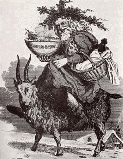The original 'Father Christmas' on his Yule goat. 