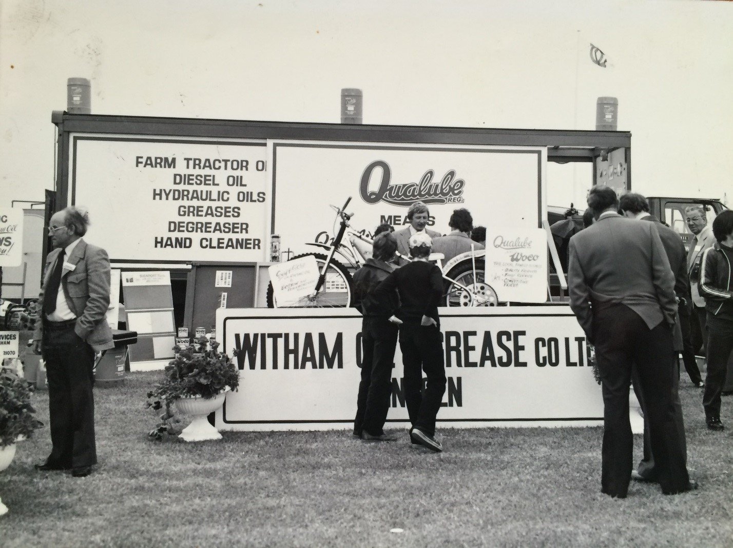 Geoff with Witham Oil and Grease at the Lincolnshire Show in the 1960s. 