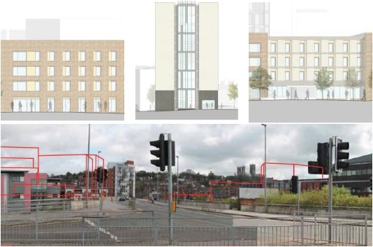 Designs for the new blocks of flats.